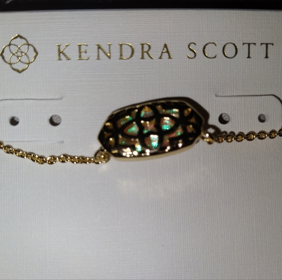 NEW Elisa Kendra Scott Dichroic Glass Gold Necklace - Picture 4 of 14